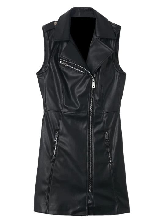 Black Leather Biker Dress