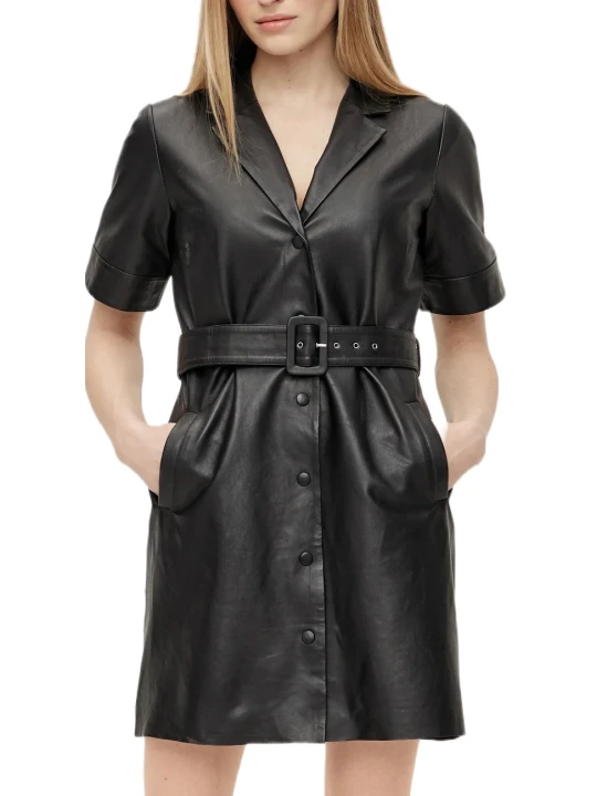 Black Leather Dress Belt 