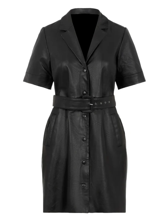 Black Leather Dress Belt 