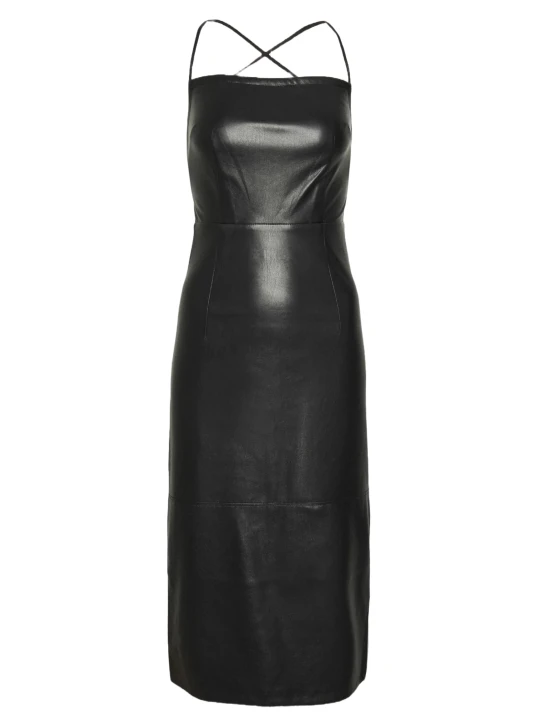 Black Leather Dress With Back Lace Up