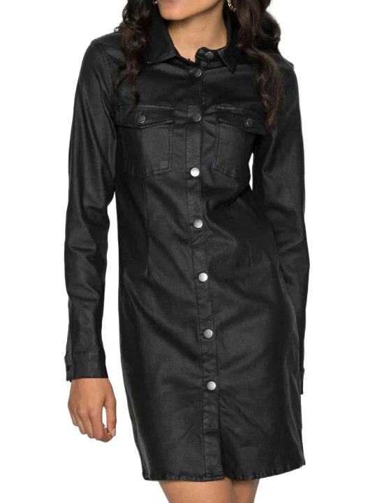 Black Leather Shirt Dress