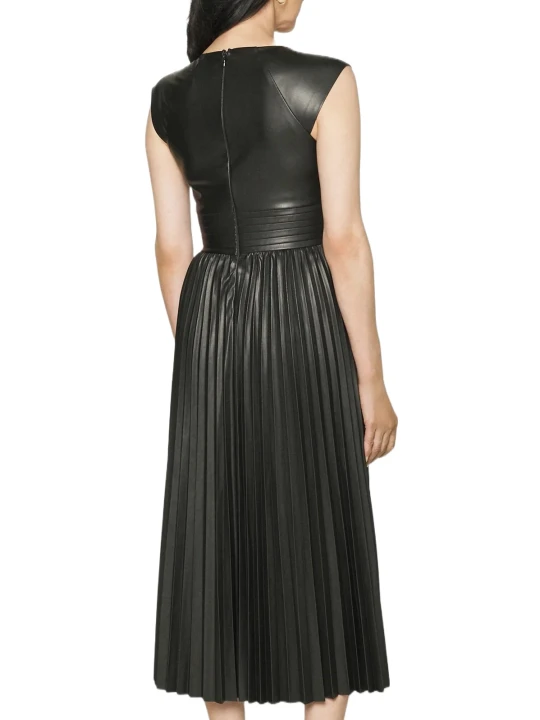 Black Pleated Leather Dress