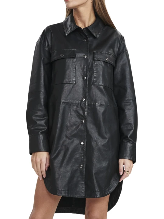 Black Shirt Leather Dress