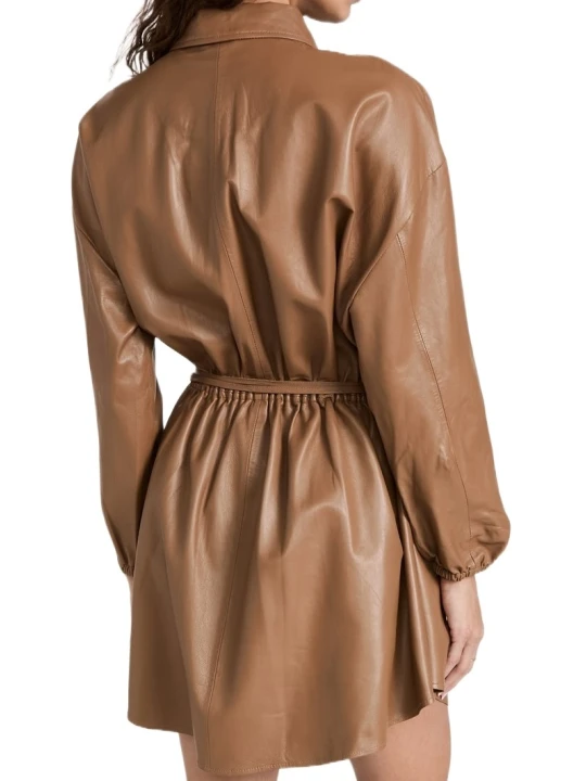  Brown Lambskin Leather Dress