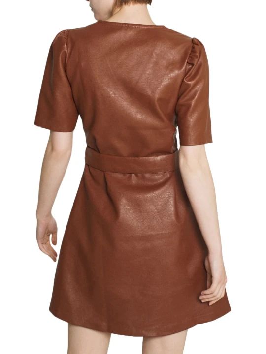 Brown Leather Dress With Belt 