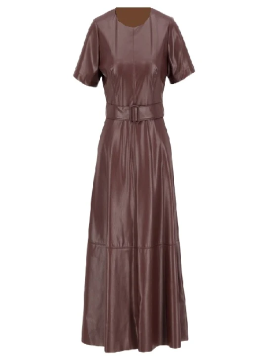 Brown Leather Dress With Zip
