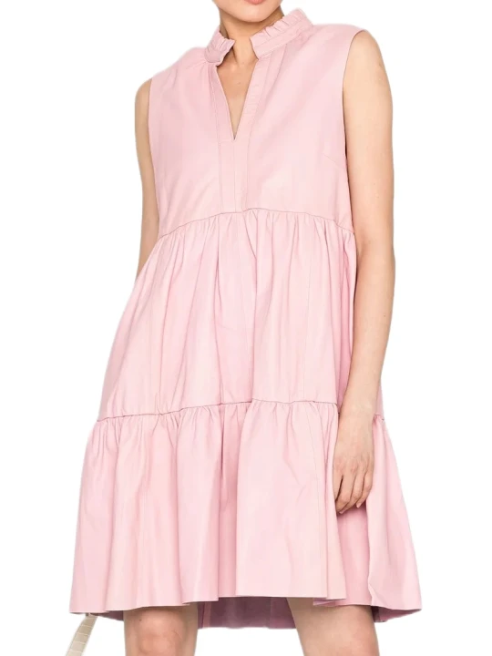 Classic Pink Flared Leather Dress Classic Pink Flared Leather Dress