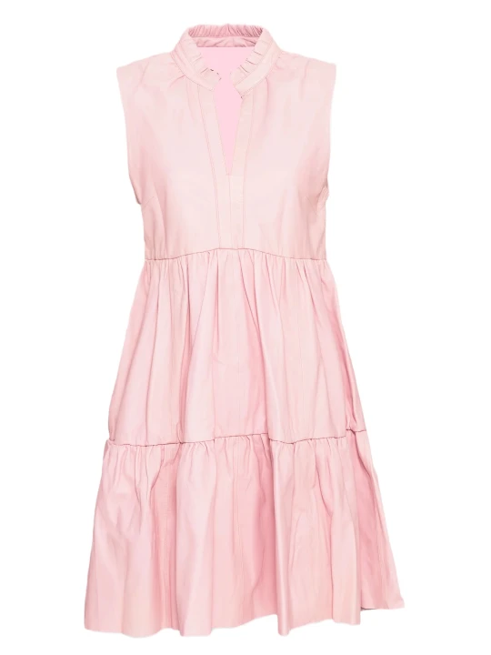 Classic Pink Flared Leather Dress Classic Pink Flared Leather Dress