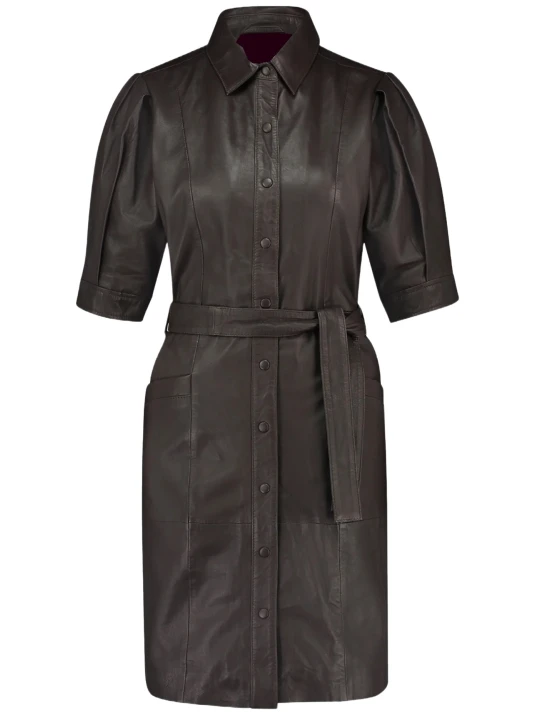 Dark Brown Button Up Leather Dress