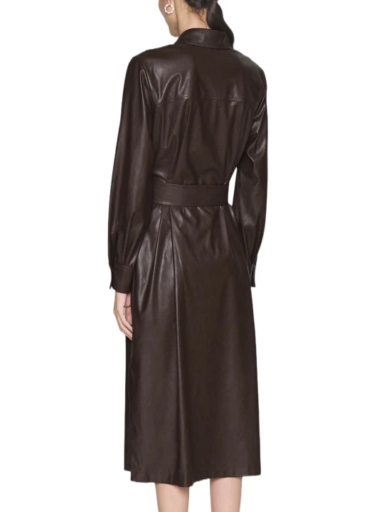 Dark Brown Long Length Leather Dress