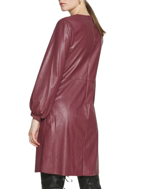 Fitted Burgundy Leather Dress