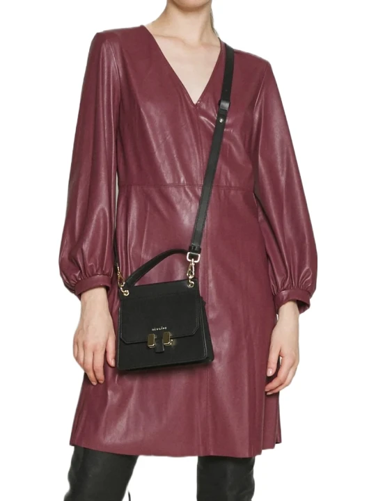 Fitted Burgundy Leather Dress