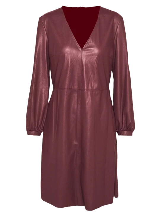 Fitted Burgundy Leather Dress