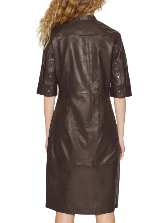 Fitted Soft Brown Leather Dress