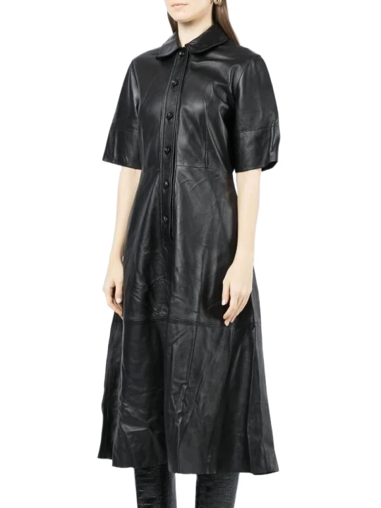Ladies Sheepskin Black Leather Dress