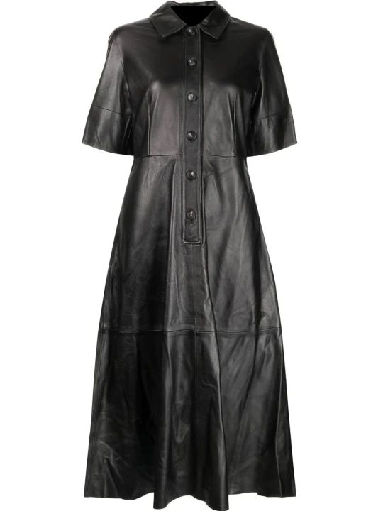 Ladies Sheepskin Black Leather Dress