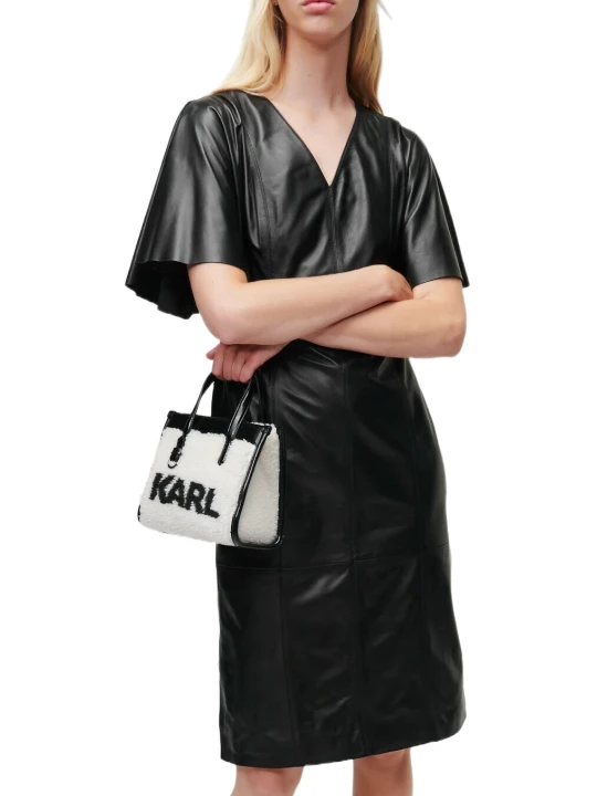 Leather Black Short Sleeve Dress