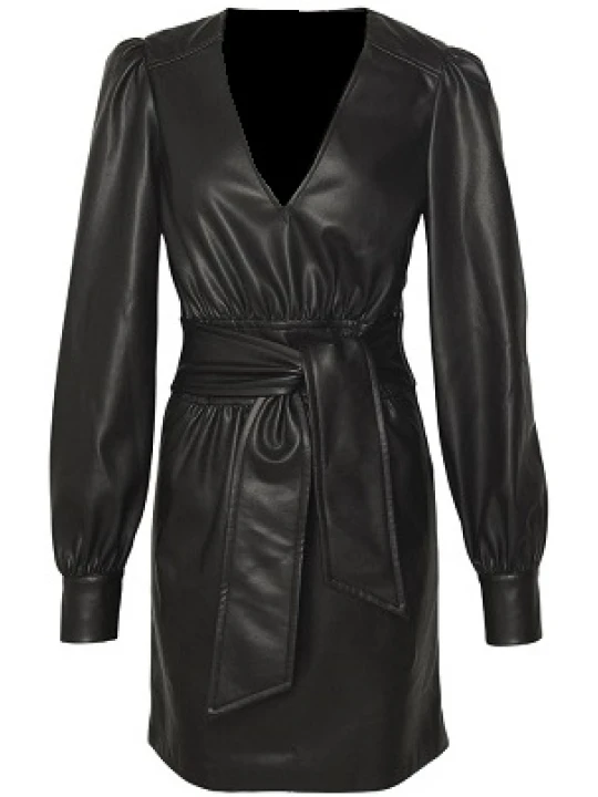 Loose Fit Black Leather Dress
