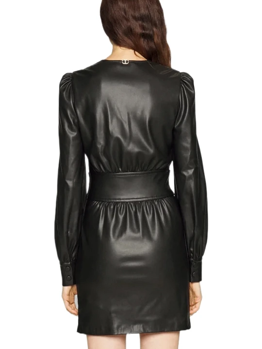 Loose Fit Black Leather Dress