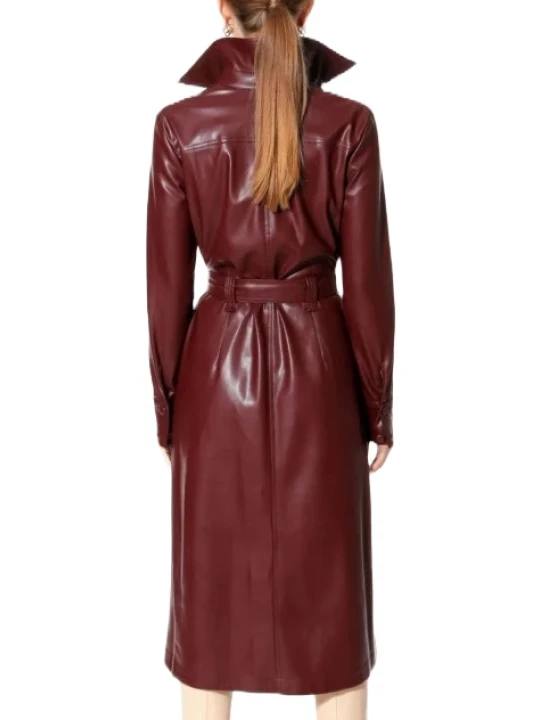 Midi Length Burgundy Leather Dress