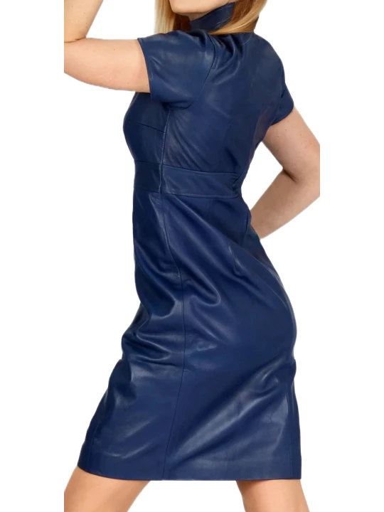 Real Lamb Blue Leather Dress