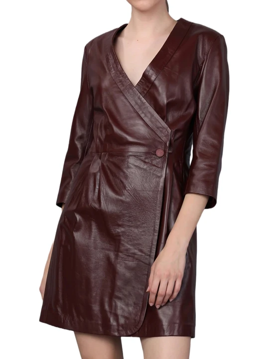 Stylish Brown Leather Dress