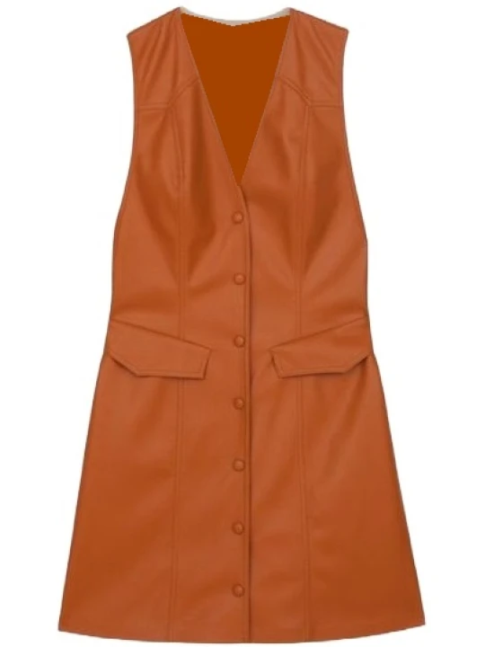 Tan Sleeveless Leather Dress
