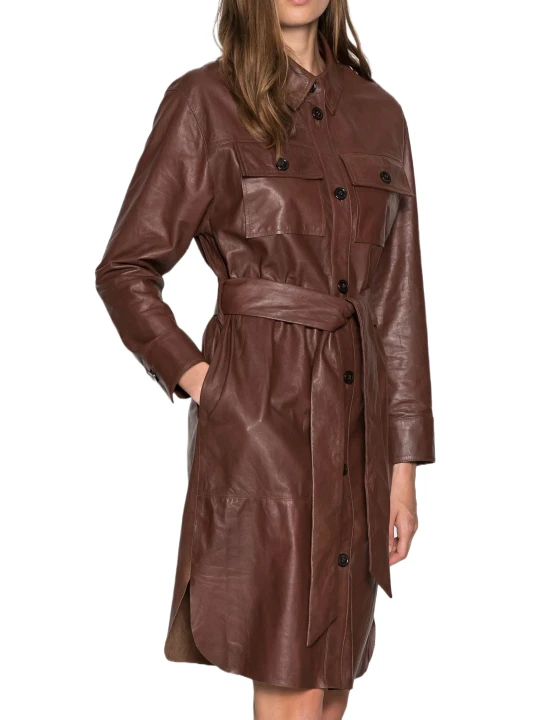 Trendy Front Brown Leather Dress