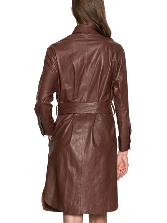 Trendy Front Brown Leather Dress
