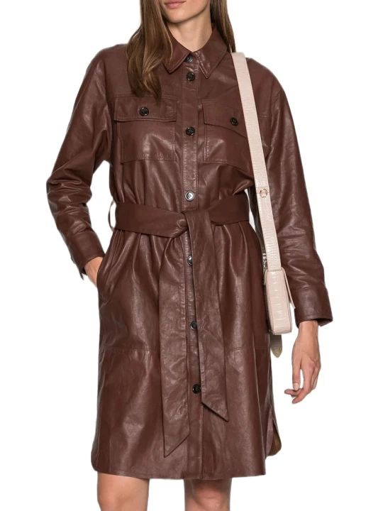Trendy Front Brown Leather Dress