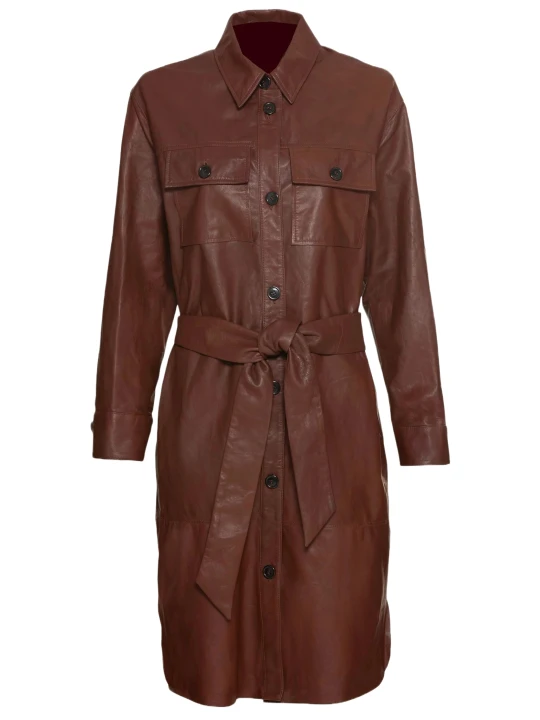 Trendy Front Brown Leather Dress