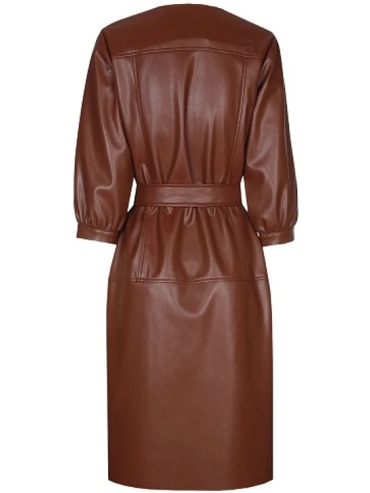 Women Brown Leather Dress 