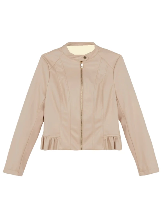 Beige Real Leather Jacket