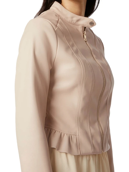 Beige Real Leather Jacket