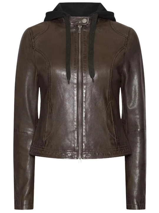 Best Dark Brown Hooded Leather Jacket