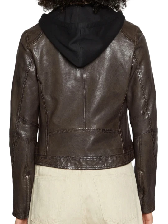 Best Dark Brown Hooded Leather Jacket