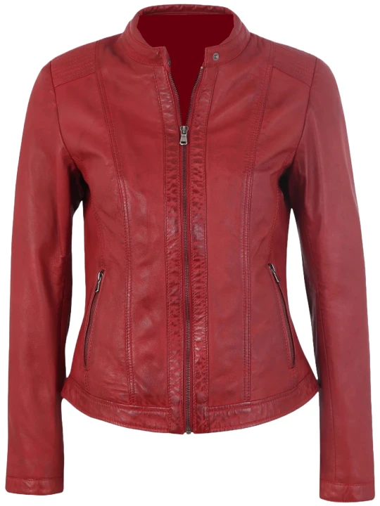 Best Quality Cherry Red Real Leather Jacket