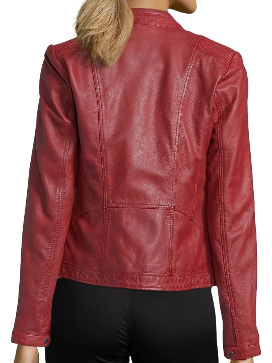 Best Quality Cherry Red Real Leather Jacket