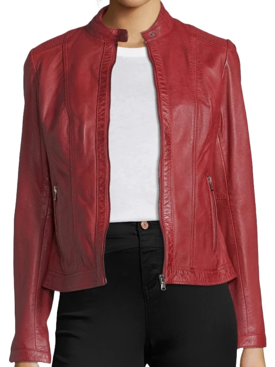 Best Quality Cherry Red Real Leather Jacket