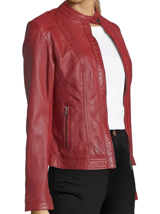 Best Quality Cherry Red Real Leather Jacket