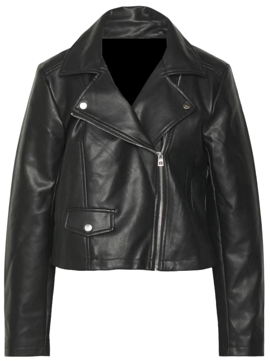 Black Leather Jacket With Front Pockets
