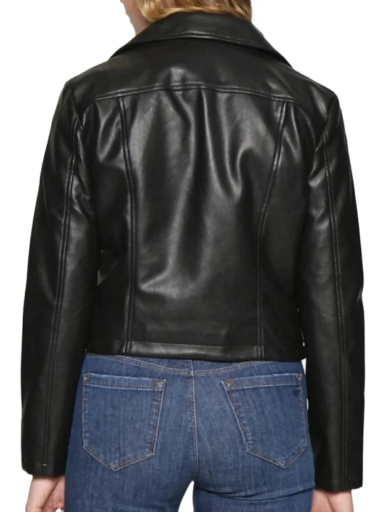 Black Leather Jacket With Front Pockets