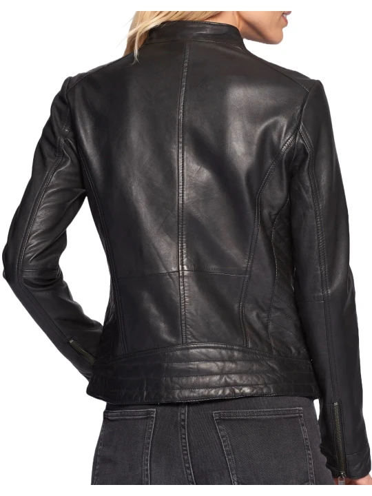 Black Quilted Straight Leather Jacket Black Quilted Straight Leather Jacket