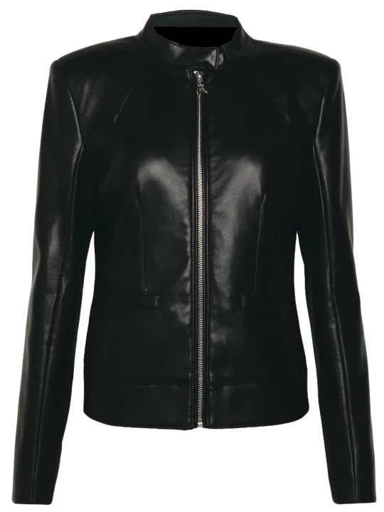 Black Solid Lightweight Leather Jacket