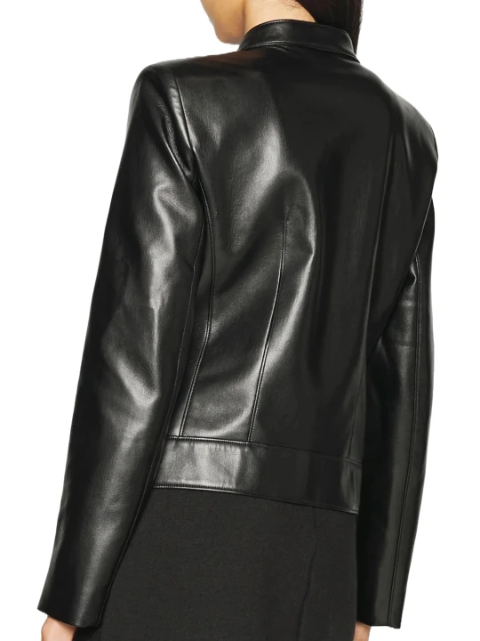 Black Solid Lightweight Leather Jacket