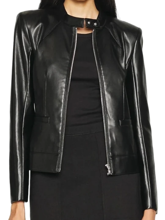 Black Solid Lightweight Leather Jacket