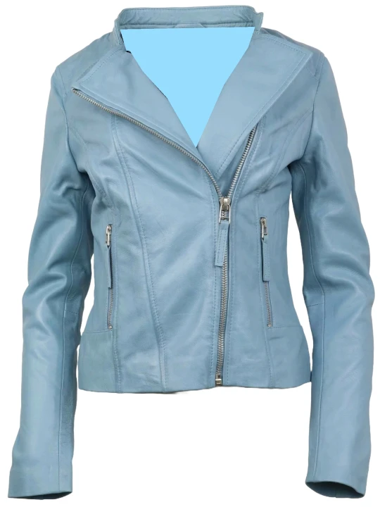 Blue Designer Lapel Collar Leather Jacket Blue Designer Lapel Collar Leather Jacket