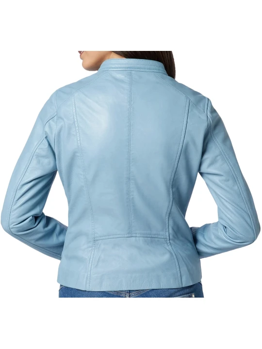 Blue Designer Lapel Collar Leather Jacket Blue Designer Lapel Collar Leather Jacket