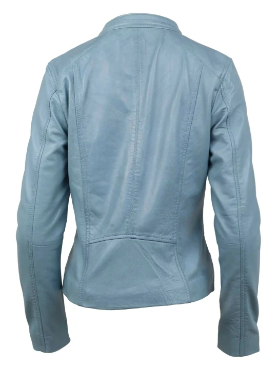 Blue Designer Lapel Collar Leather Jacket Blue Designer Lapel Collar Leather Jacket