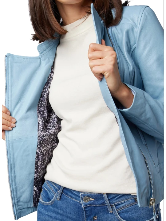 Blue Designer Lapel Collar Leather Jacket Blue Designer Lapel Collar Leather Jacket
